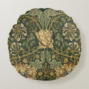 William Morris Honeysuckle Green Yellow Rundes Kissen