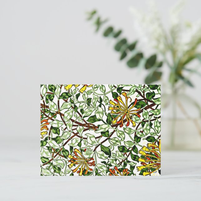 William Morris - Honeysuckle grün und gelb Postkarte (Stehend Vorderseite)