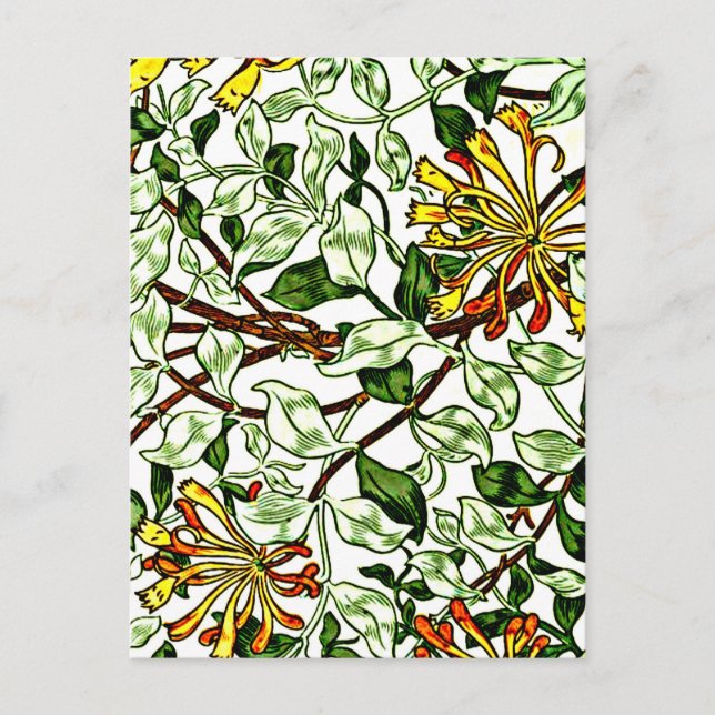 William Morris - Honeysuckle, grün und gelb Postkarte (Vorderseite)