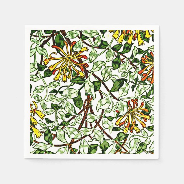 William Morris - Honeysuckle grün und gelb Serviette (Vorderseite)