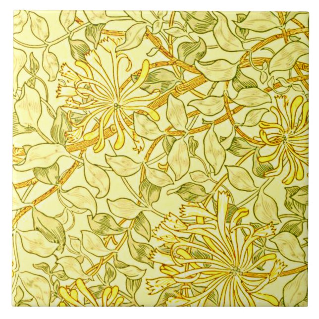 William Morris - Honeysuckle in Gelb Fliese (Vorderseite)