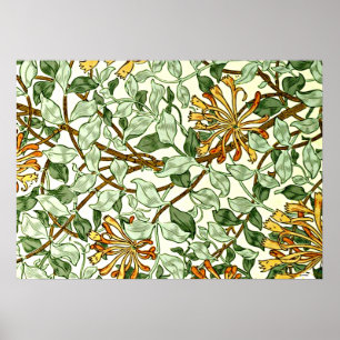 William Morris - Honeysuckle in Green und Gold Poster
