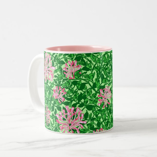 William Morris Honeysuckle, Pink und Green Zweifarbige Tasse (Vorderseite Links)