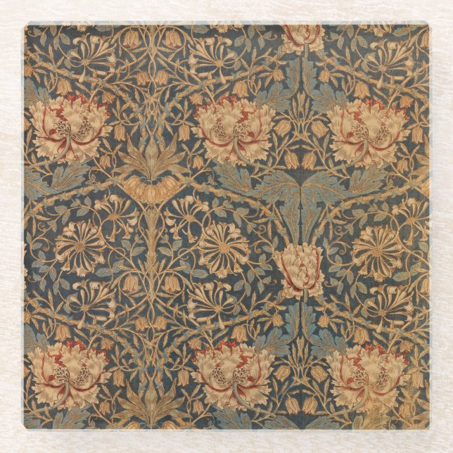 William Morris Honeysuckle Rich Wallpaper Glasuntersetzer (Vorderseite)