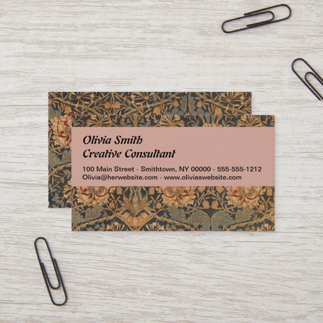 William Morris Honeysuckle Rich Wallpaper Visitenkarte (Vorderseite/Rückseite Beispiel)