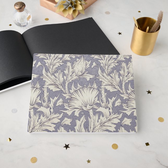 William Morris Horn Poppy Classic Floral Gästebuch (Vorderseite Offen)