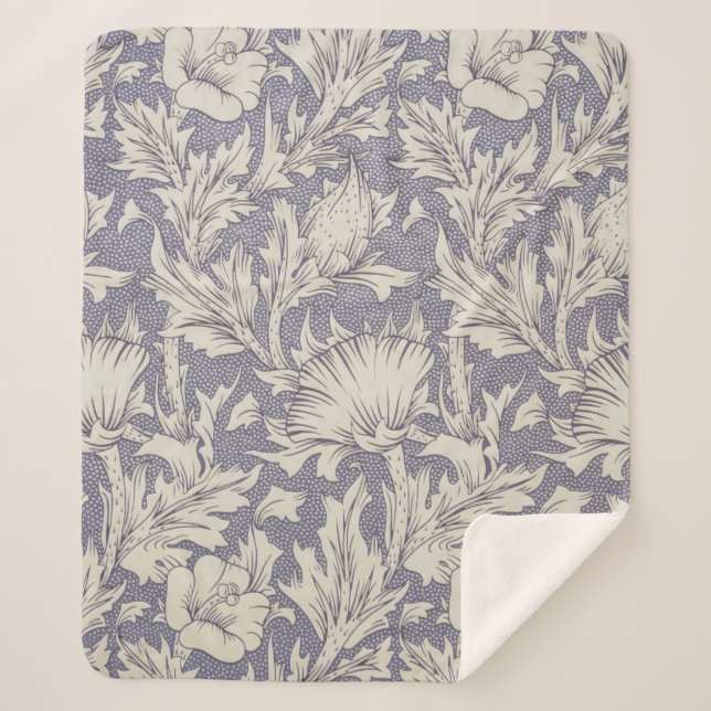 William Morris Horn Poppy Classic Floral Sherpadecke (Vorderseite)