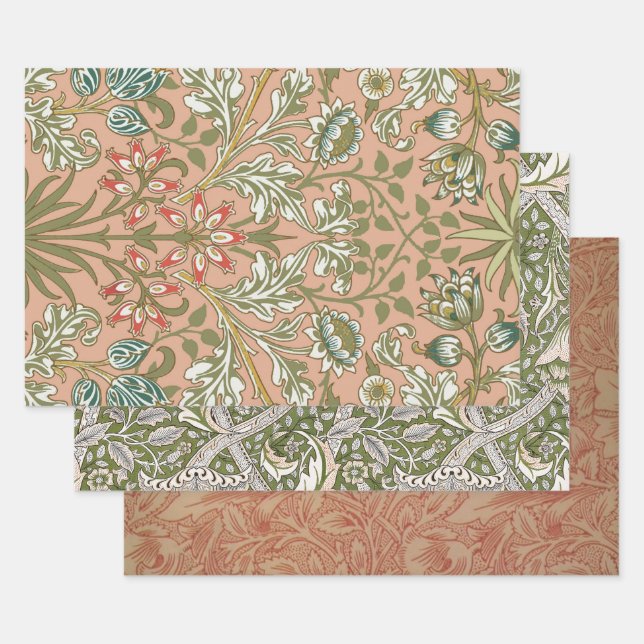 William Morris Hyacinth Blume Rose Geschenkpapier Set (Set)