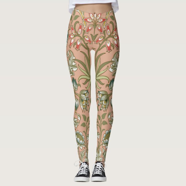 William Morris Hyacinth Blume Rose Leggings (Vorderseite)