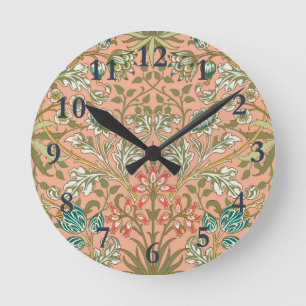 William Morris Hyacinth Blume Rose Runde Wanduhr