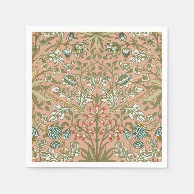 William Morris Hyacinth Blume Rose Serviette (Vorderseite)