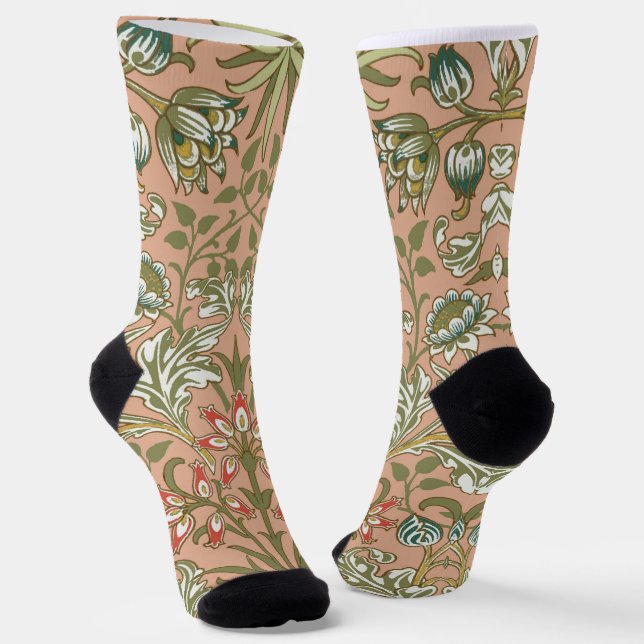 William Morris Hyacinth Blume Rose Socken (Gewinkelt)