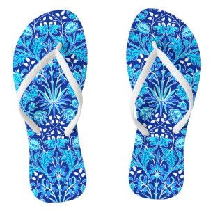 William Morris Hyacinth-Druck, Marineblau & Kobalt Flip Flops