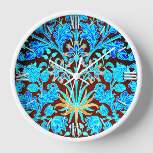 William Morris Hyacinth Print, Aqua and Brown Uhr