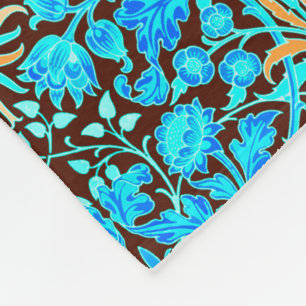 William Morris Hyacinth Print, Aqua und Brown Fleecedecke