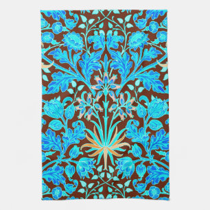 William Morris Hyacinth Print, Aqua und Brown Geschirrtuch