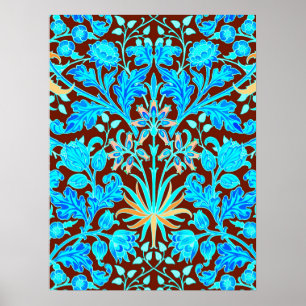 William Morris Hyacinth Print, Aqua und Brown Poster