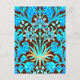 William Morris Hyacinth Print, Aqua und Brown Postkarte