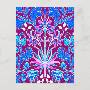William Morris Hyacinth Print, Aqua und Lila Postkarte