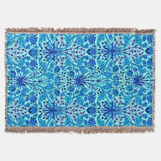 William Morris Hyacinth Print, Aqua und Türkis Decke (Vorderseite)