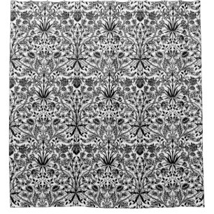 William Morris Hyacinth Print, Black, White & Gray Duschvorhang