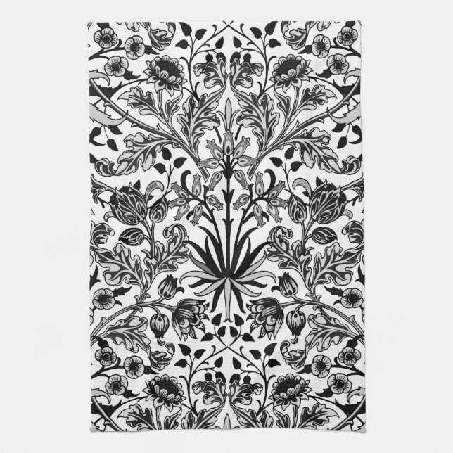 William Morris Hyacinth Print, Black, White & Grey Geschirrtuch (Vertikal)