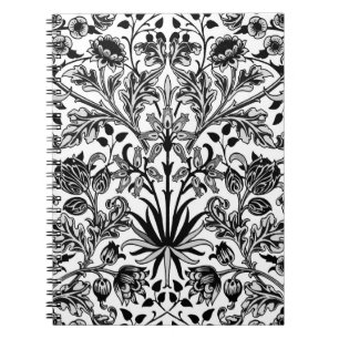 William Morris Hyacinth Print, Black, White & Grey Notizblock