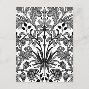 William Morris Hyacinth Print, Black, White & Grey Postkarte