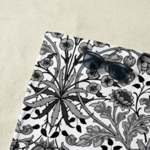 William Morris Hyacinth Print, Black, White & Grey Strandtuch