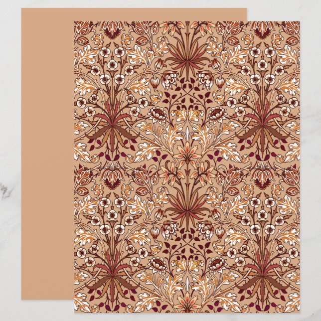 William Morris Hyacinth Print, Brown und Beige (Vorne/Hinten)