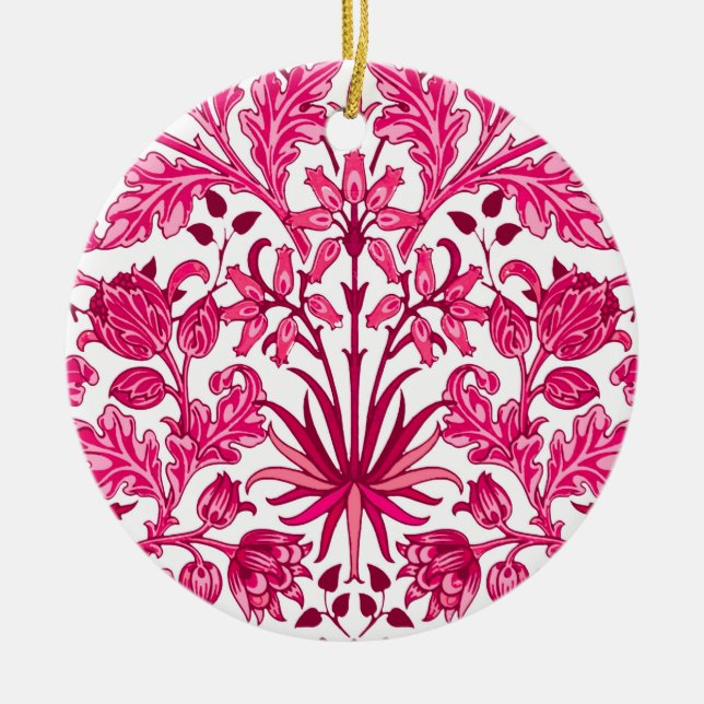 William Morris Hyacinth Print, Burgundy und Pink Keramik Ornament (Vorne)