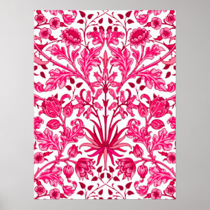 William Morris Hyacinth Print, Burgundy und Pink Poster