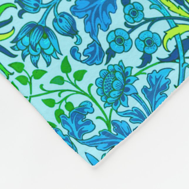 William Morris Hyacinth Print, Cerulean Blue Fleecedecke (Ecke)