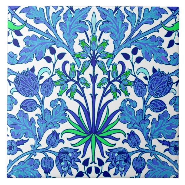 William Morris Hyacinth Print, Cerulean Blue Fliese (Vorderseite)
