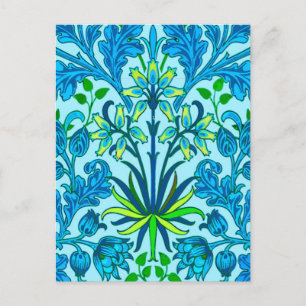 William Morris Hyacinth Print, Cerulean Blue Postkarte