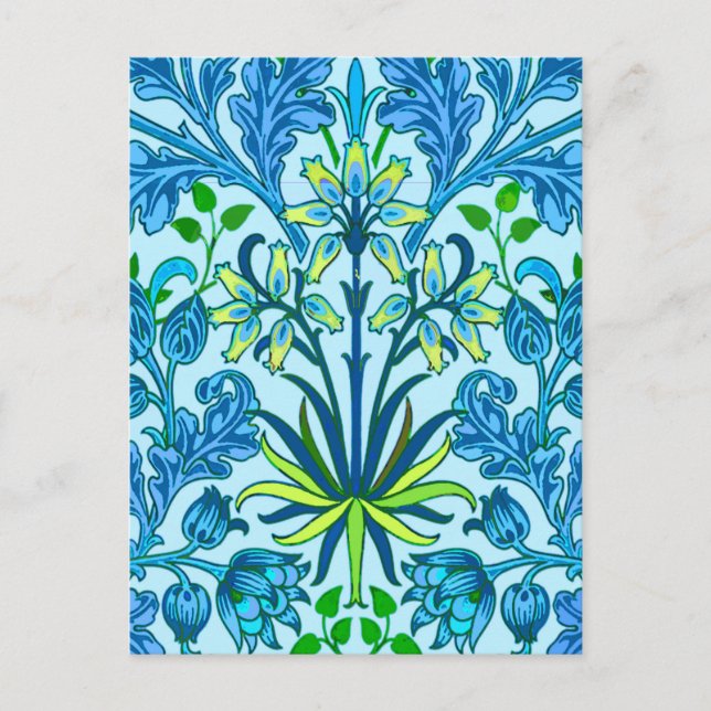 William Morris Hyacinth Print, Cerulean Blue Postkarte (Vorderseite)