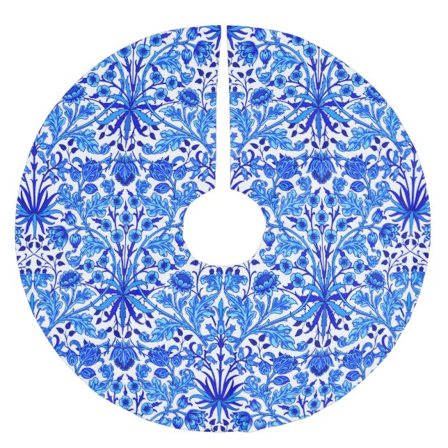 William Morris Hyacinth Print, Cobalt Blue & White Polyester Weihnachtsbaumdecke (Vorderseite)