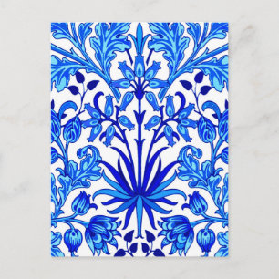 William Morris Hyacinth Print, Cobalt Blue & White Postkarte