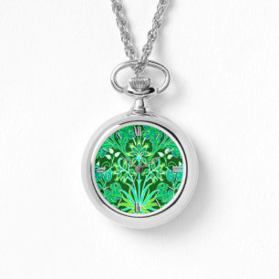 William Morris Hyacinth Print, Emerald Green Armbanduhr