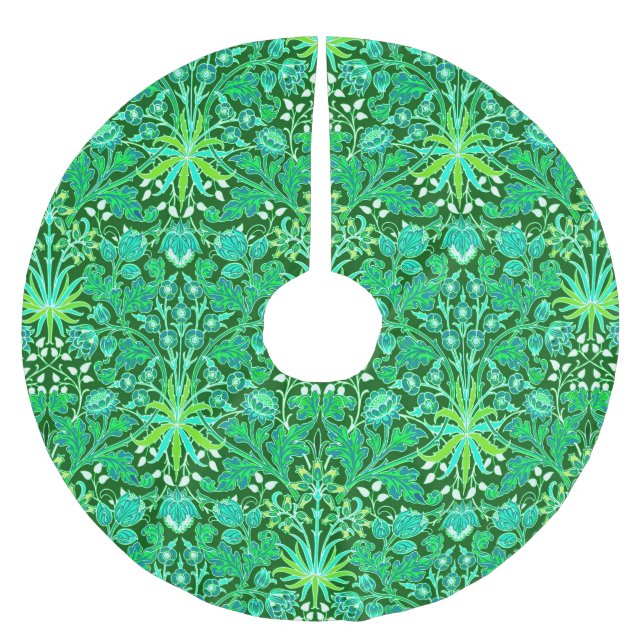 William Morris Hyacinth Print, Emerald Green Polyester Weihnachtsbaumdecke (Vorderseite)