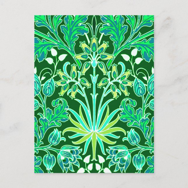 William Morris Hyacinth Print, Emerald Green Postkarte (Vorderseite)