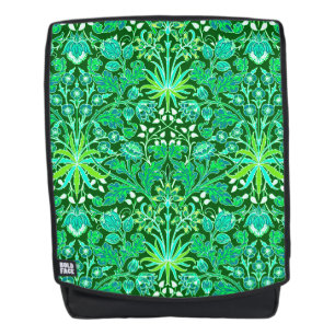 William Morris Hyacinth Print, Emerald Green Rucksack