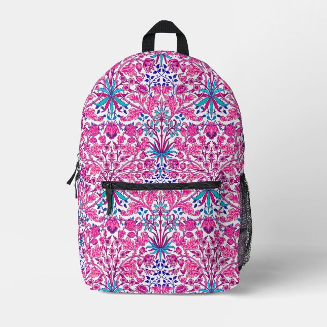 William Morris Hyacinth Print, Fuchsia Pink Bedruckter Rucksack (Vorderseite)