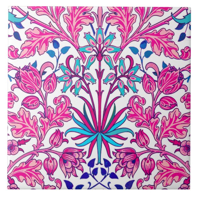 William Morris Hyacinth Print, Fuchsia Pink Fliese (Vorderseite)