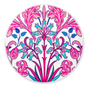 William Morris Hyacinth Print, Fuchsia Pink Keramikknauf