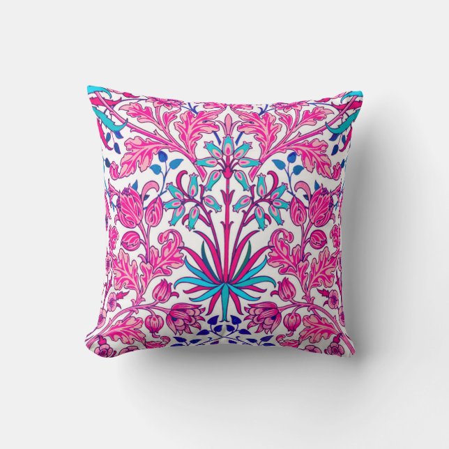 William Morris Hyacinth Print, Fuchsia Pink Kissen (Vorderseite)