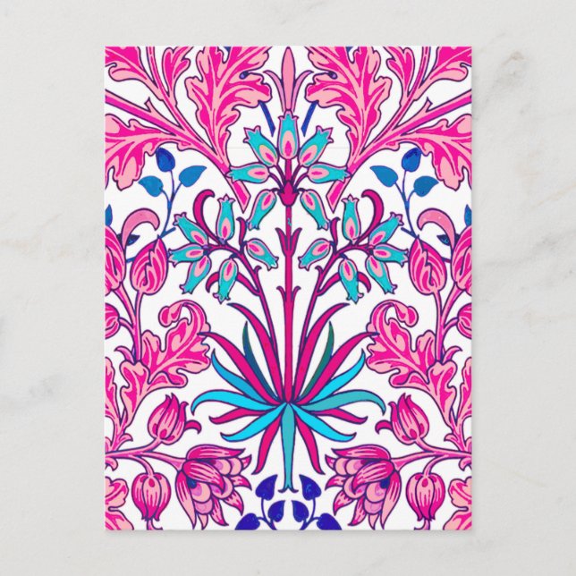 William Morris Hyacinth Print, Fuchsia Pink Postkarte (Vorderseite)
