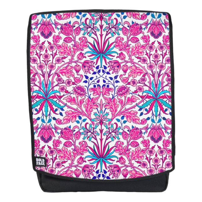 William Morris Hyacinth Print, Fuchsia Pink Rucksack (Vorderseite)