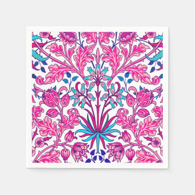 William Morris Hyacinth Print, Fuchsia Pink Serviette (Vorderseite)