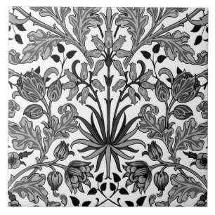 William Morris Hyacinth Print, Grau, Schwarz & Wei Fliese